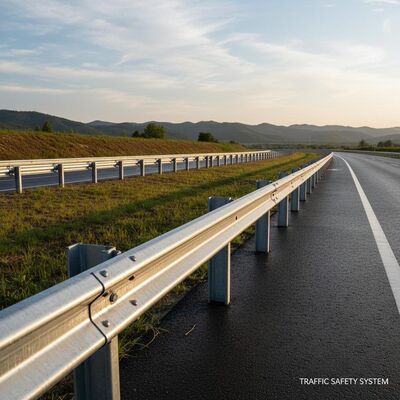 Hot-dip Galvanized Highway Guardrail M180 with W-beam Section Shape Bolted to Steel Posts for Enhanced Road Safety