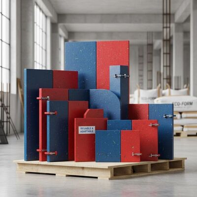 Painted Red and Blue Steel Formwork with Eco-friendly Recyclable Material and Customizable Dimensions for Construction Projects