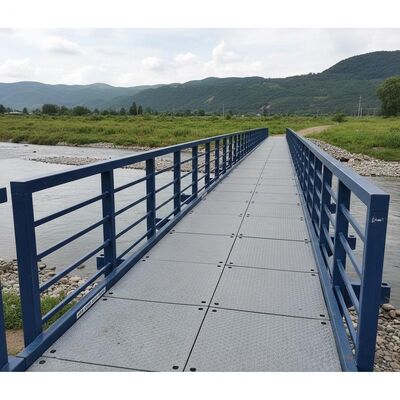 Steel Pedestrian Bridge with Anti-Skid Deck High Corrosion Resistance and Prefabricated Sections for Safe Pedestrian Crossings
