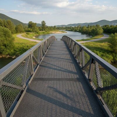 Weatherproof UV Resistant Steel Pedestrian Bridge with Anti Skid Deck for Safe Pedestrian Passage