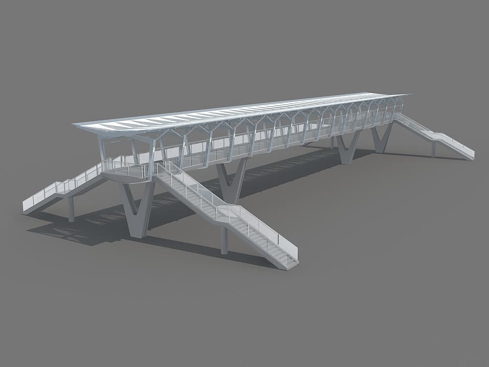 S355JR Steel Pedestrian Bridge Long Span Footway Bridge Painted or Galvanized Surface