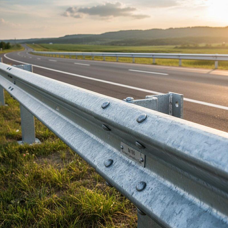 Highway Guardrail M180 with Bolted Connection and Hot-Dip Galvanized Finish for 2-Meter Postspacing Roadside Protection