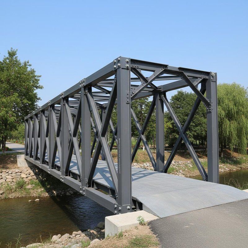 Prefabricated Steel Pedestrian Bridge With Bolted Connections Featuring 400-600 Kg/m² Load Capacity and UV Resistant Design