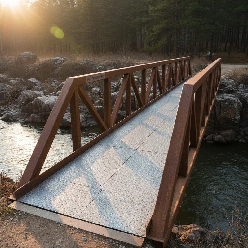 Steel Pedestrian Bridge with Variable Span Length (10-50 Meters), High Corrosion Resistance, and Anti-Skid Deck
