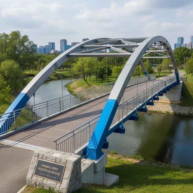 Variable Span Length Steel Pedestrian Bridge with Painted or Galvanized Surface Complies with Local Building Codes