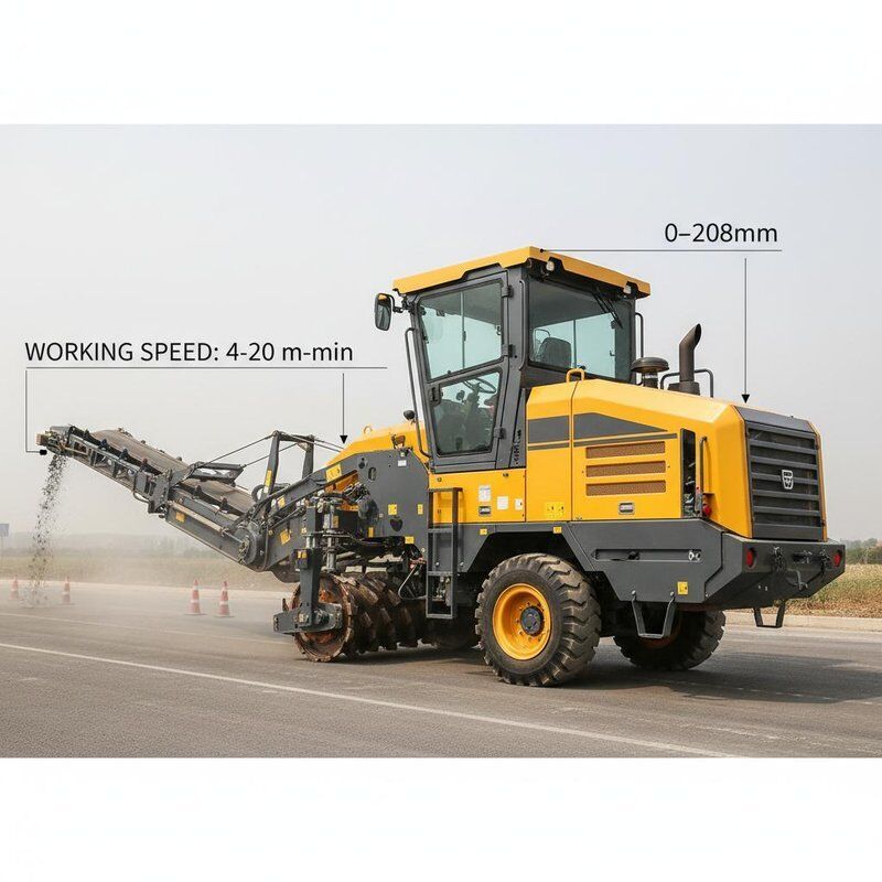 Road Construction Machinery with 800mm Drum Diameter 4m-20m/min Working Speed and 0-208mm Cutting Depth for Heavy Road Building